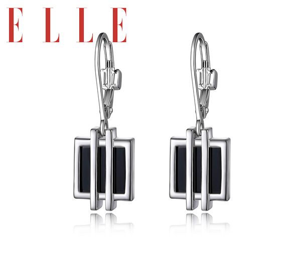 BOUCLES ELLE ARGENT MIDNIGHT AGATE NOIRE